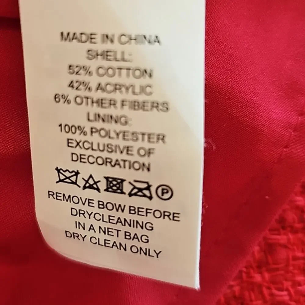Kate Spade Ruffle Tweed Dress Charm Red Size 6 - Picture 10 of 11